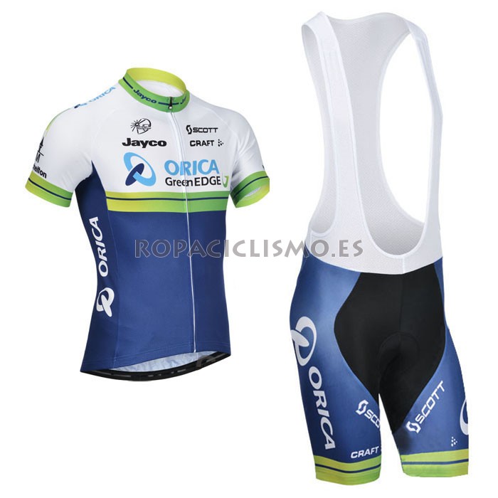 2014 Maillot GreenEDGE Blanco Azul tirantes